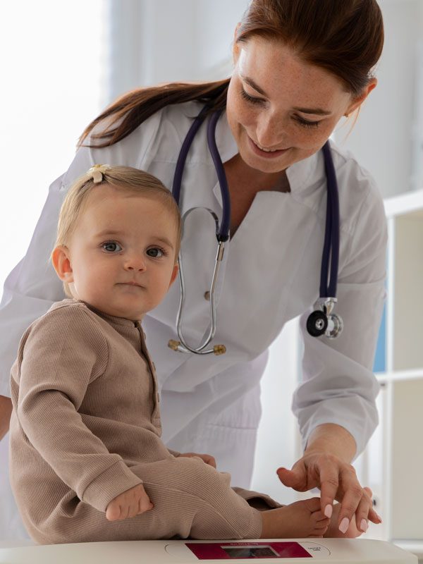 doctor-sonriente-tiro-medio-pesando-bebe doctor-sonriente-tiro-medio-pesando-bebe